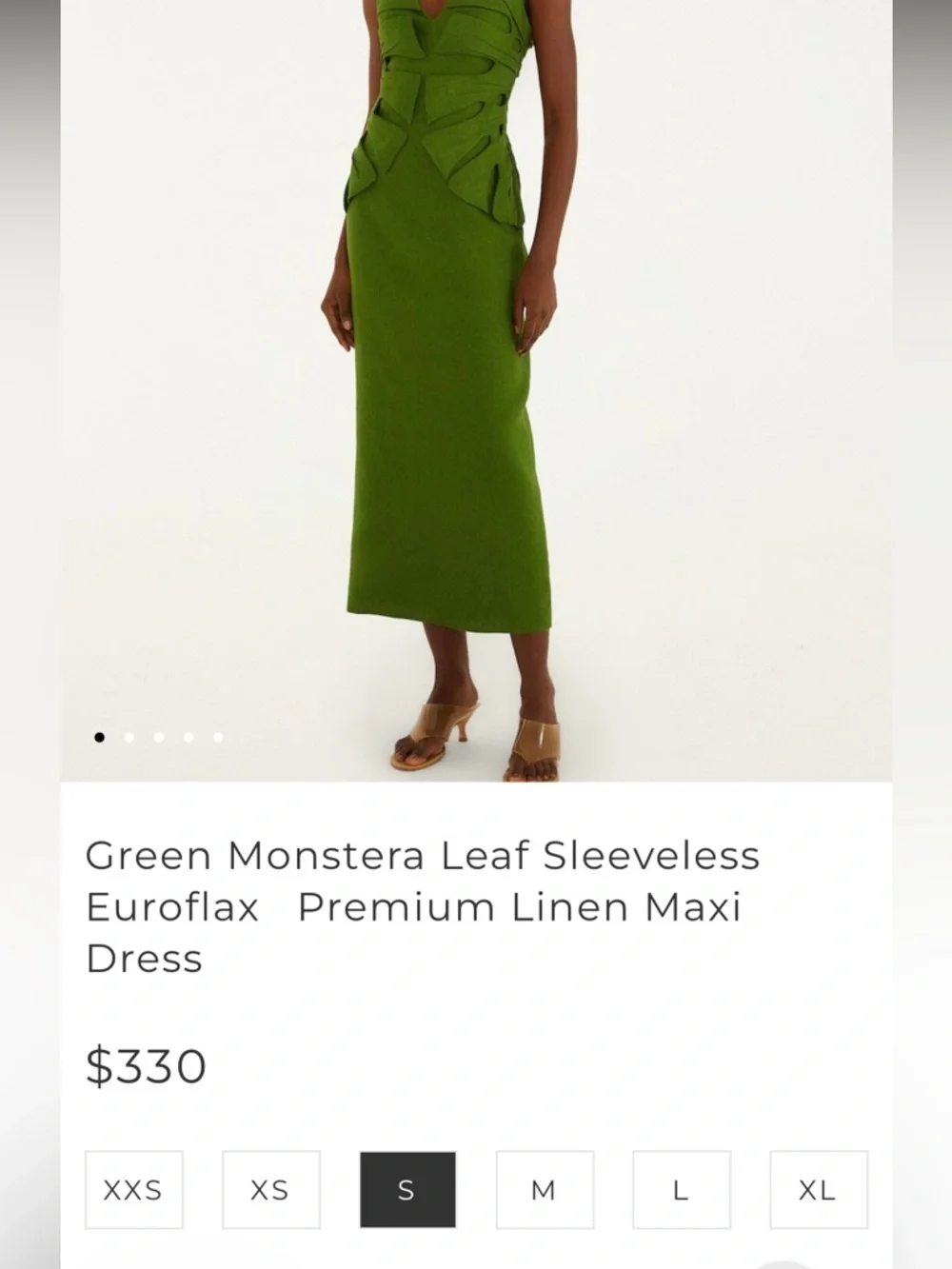Farm Rio: Green Monstera Leaf Sleeveless Euroflax Premium Linen Maxi
Dress - Picture 10 of 14